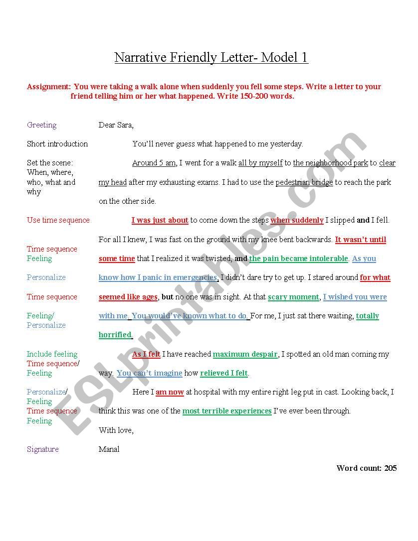 Model Descriptive Friendly Letter For IGCSE ESL ESL Worksheet By Jnoubiye123