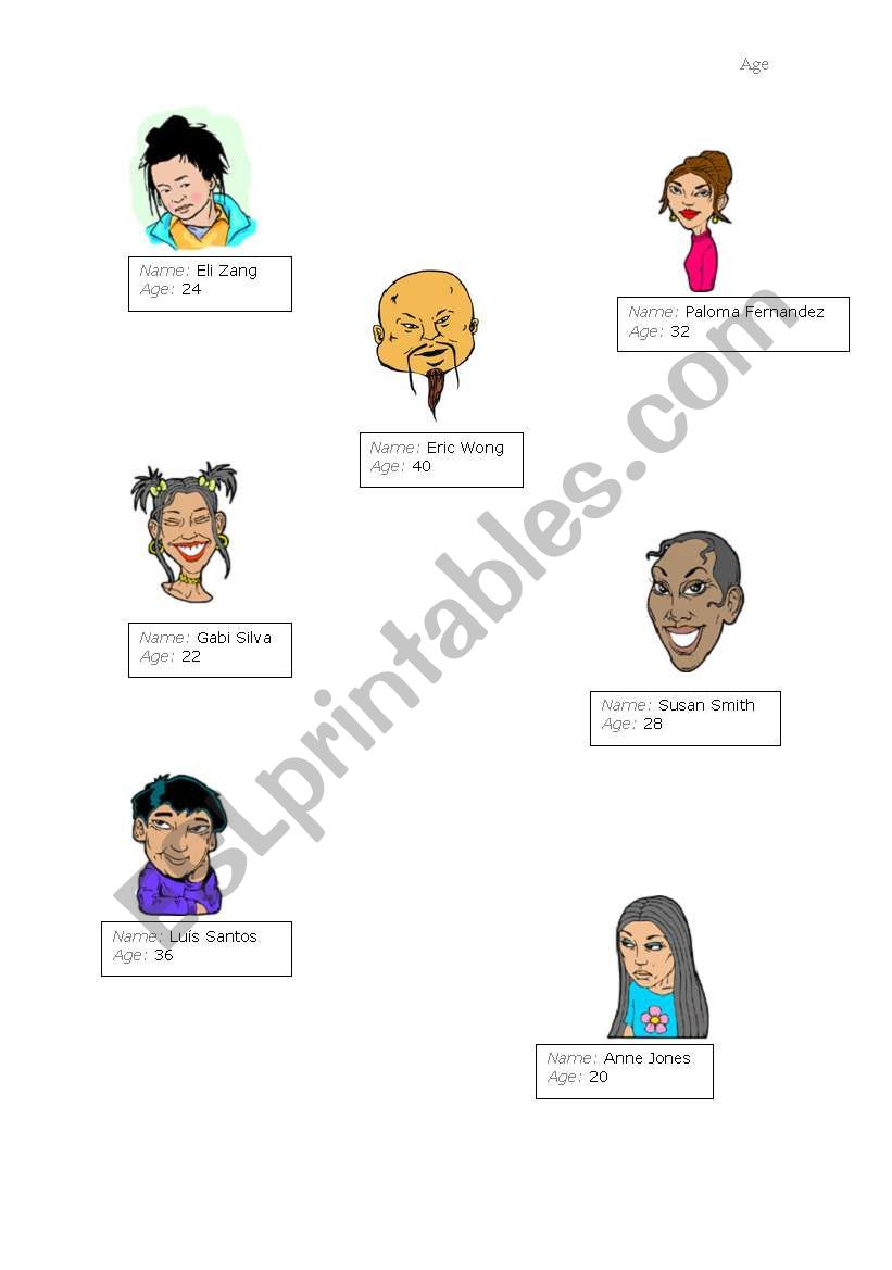 Age and name conversation worksheet