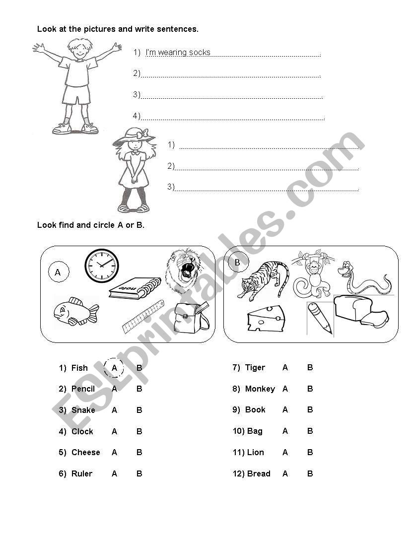 Clothes worksheet