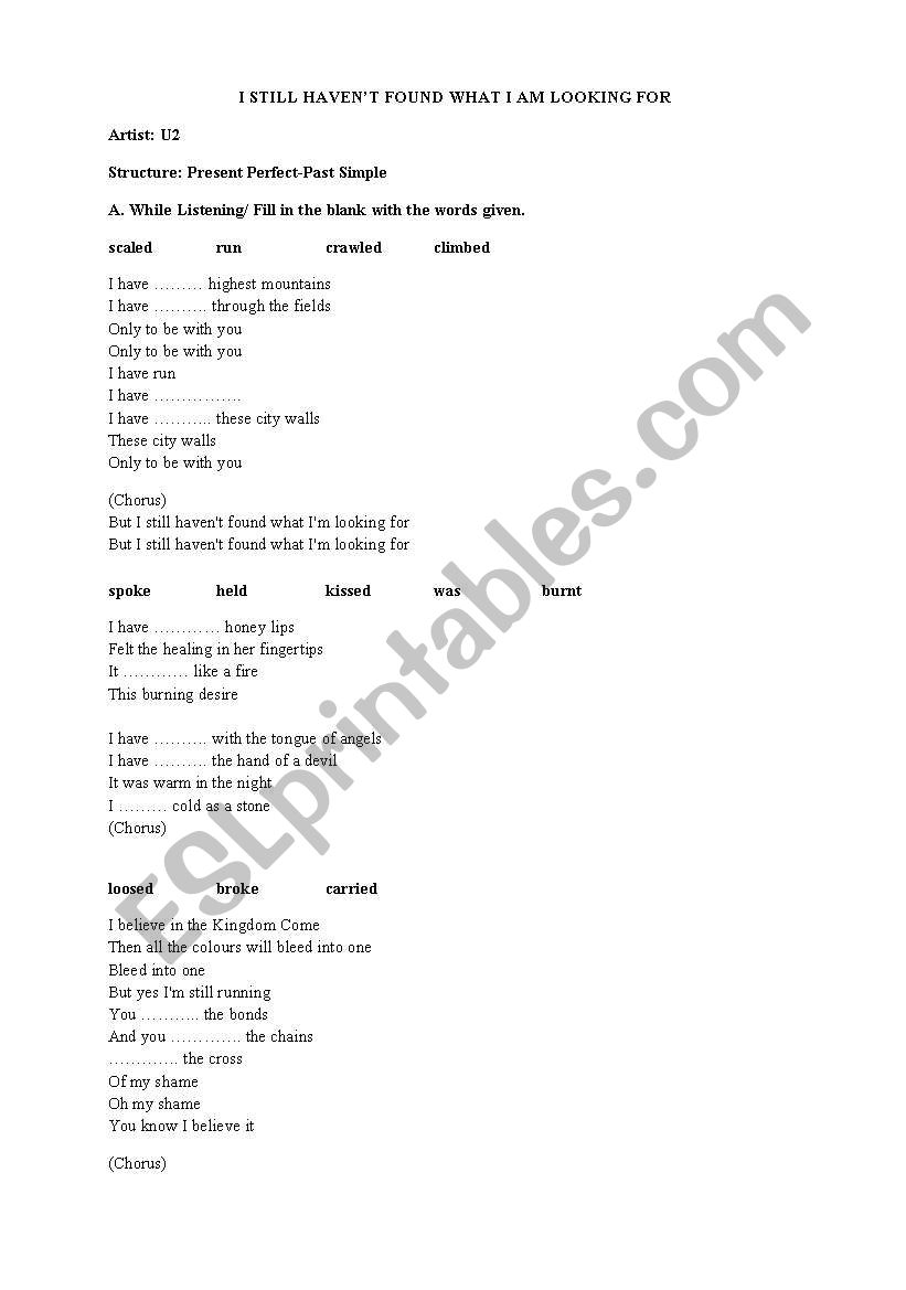 english-worksheets-song-for-present-perfect-and-past-simple