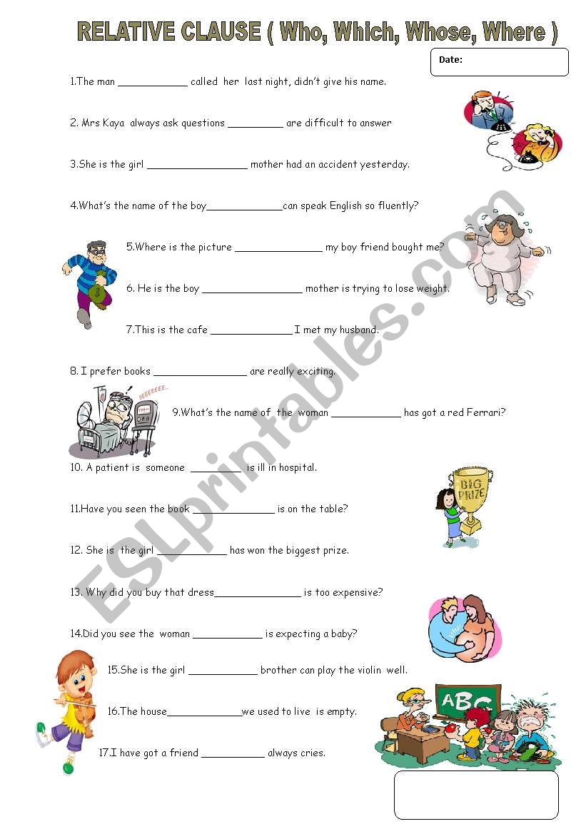 relative clause exercise worksheet
