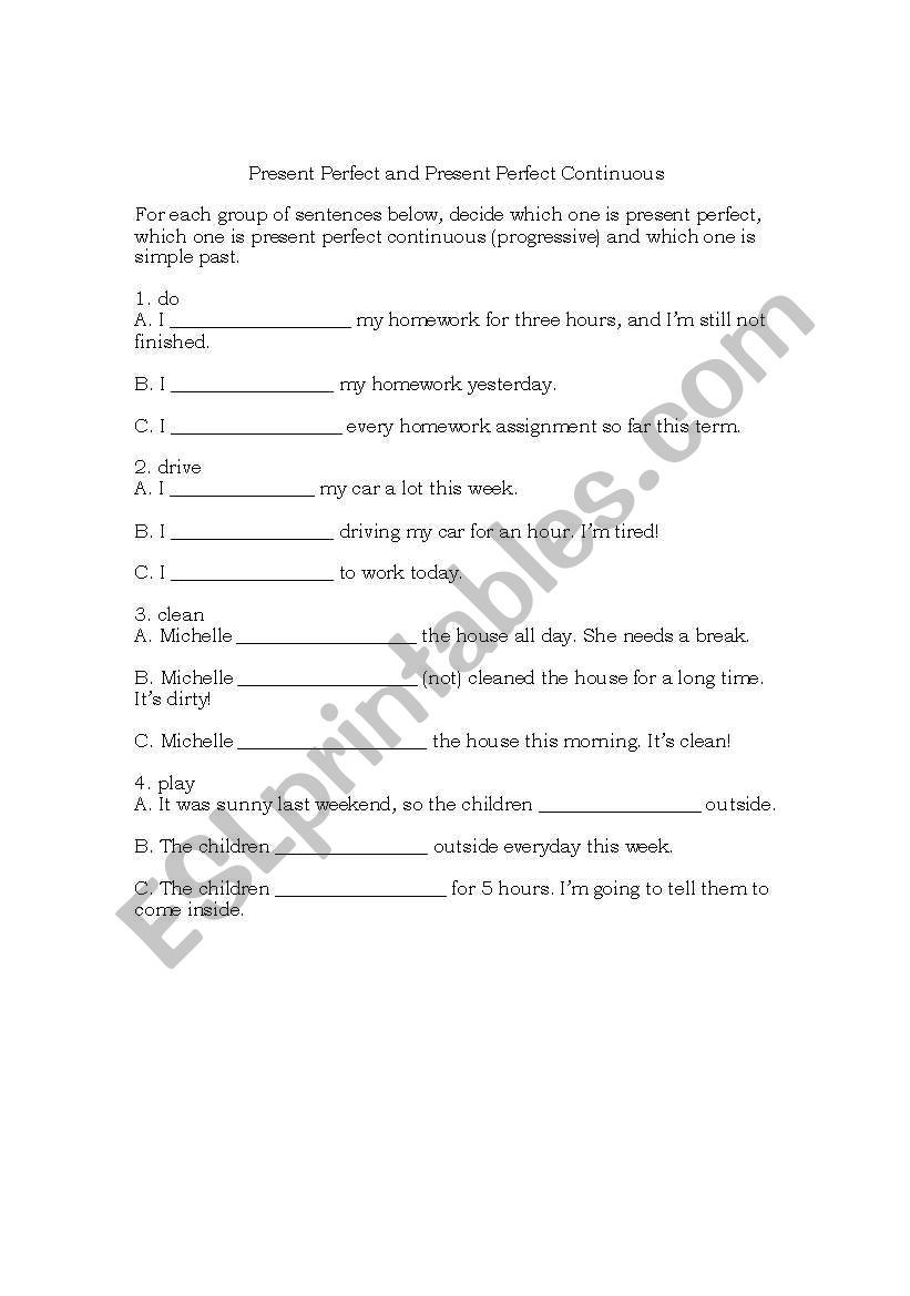 Present perfect and present perfect continuous practice