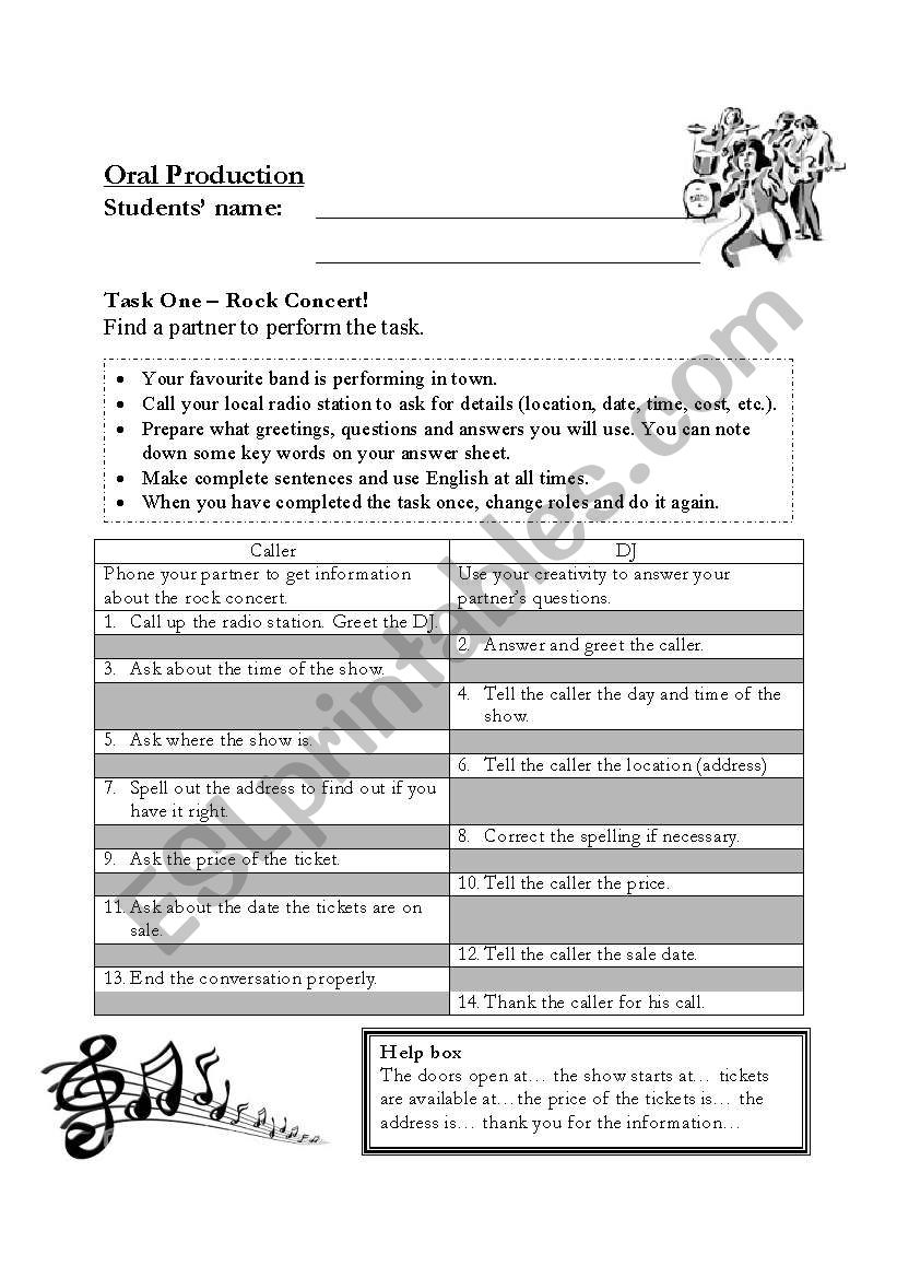 Music worksheet