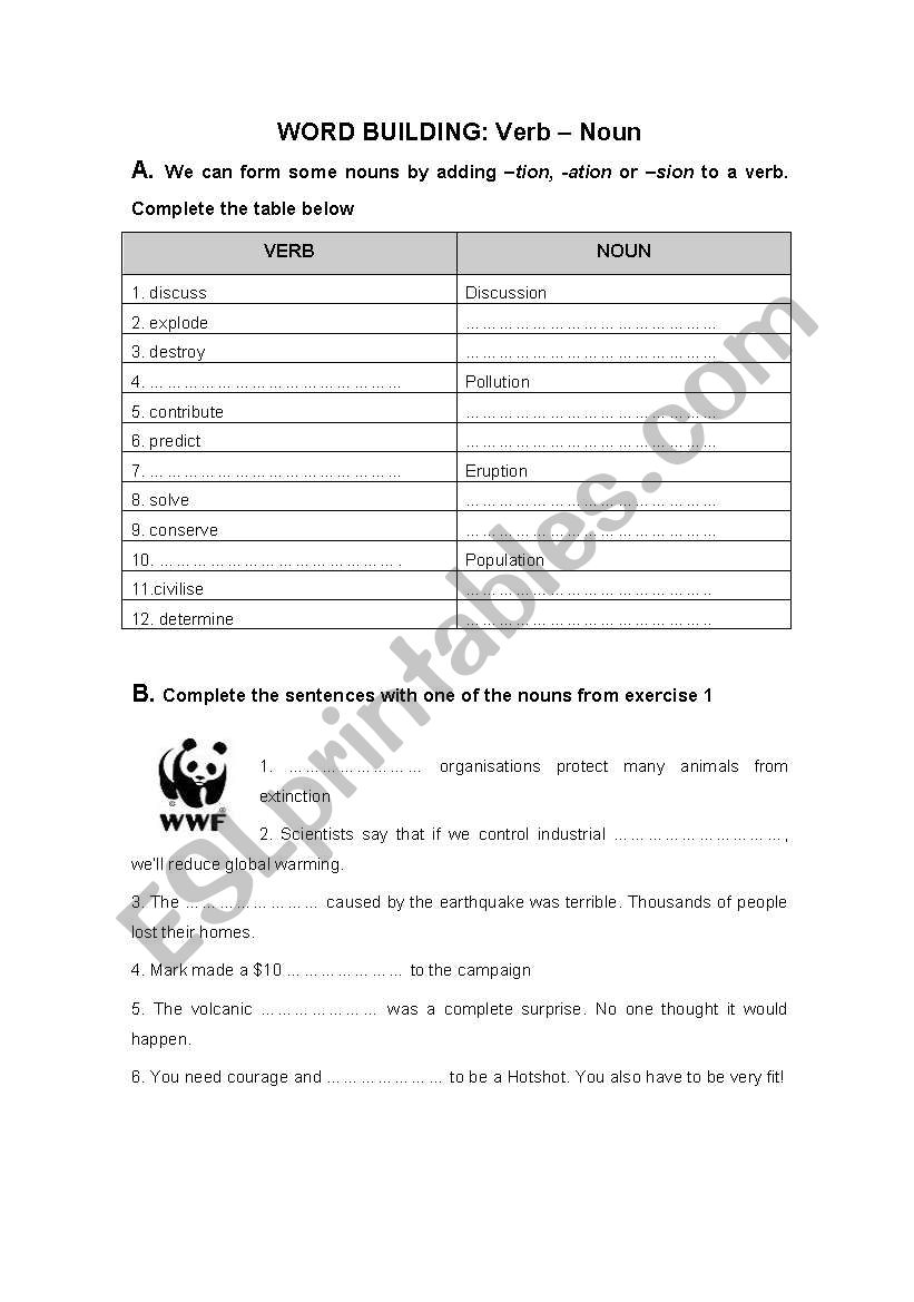 Word building: verbs into nouns