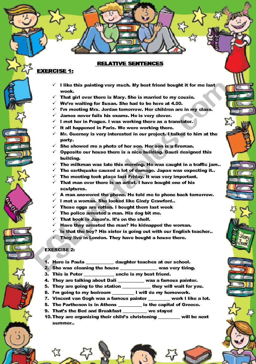 RELATIVE CLAUSES ESL Worksheet By Lolain