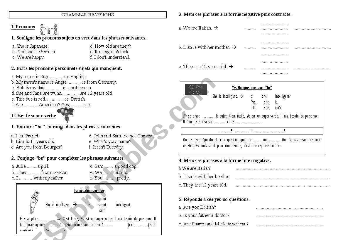 Grammar revision worksheet