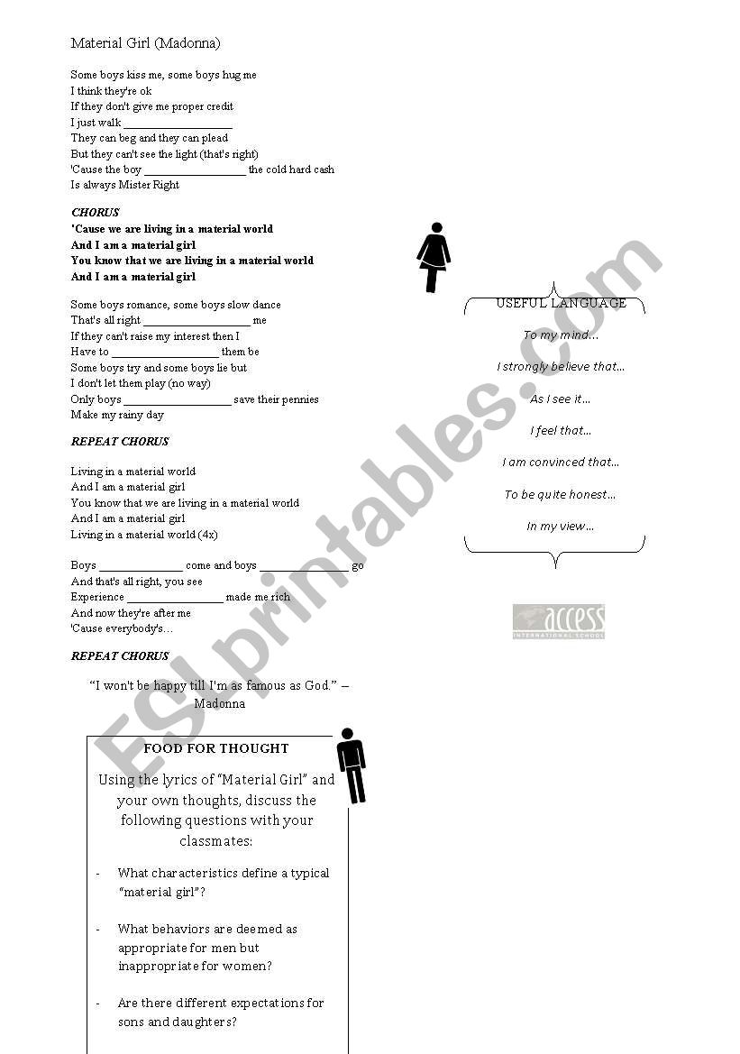 Song: Material Girl (GENDER GAP)