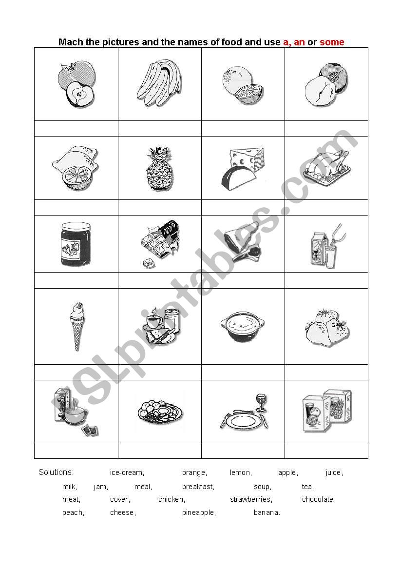 a/an or some worksheet