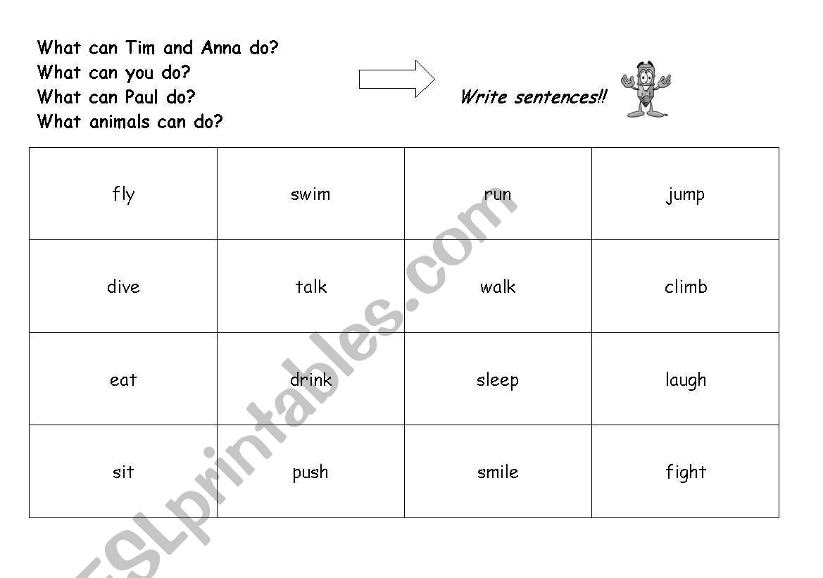 what animals can do worksheet