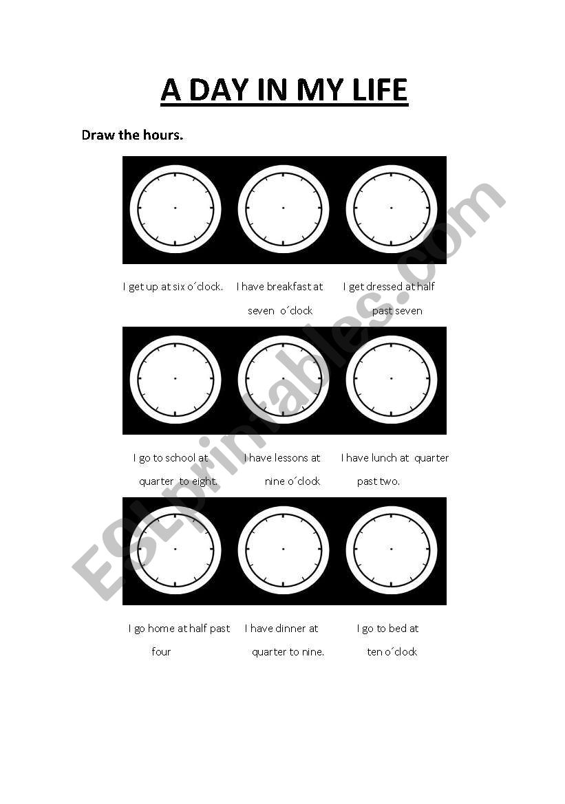 A day in my life worksheet