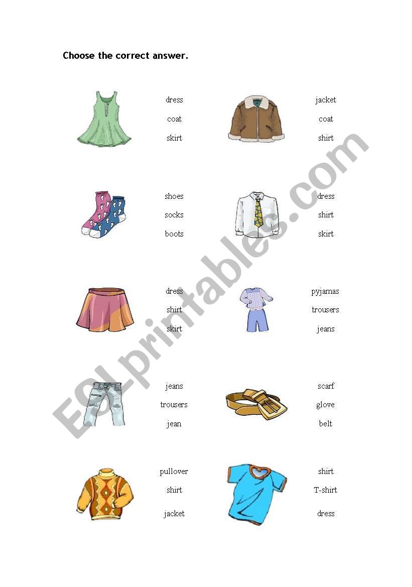 clothes_matching worksheet