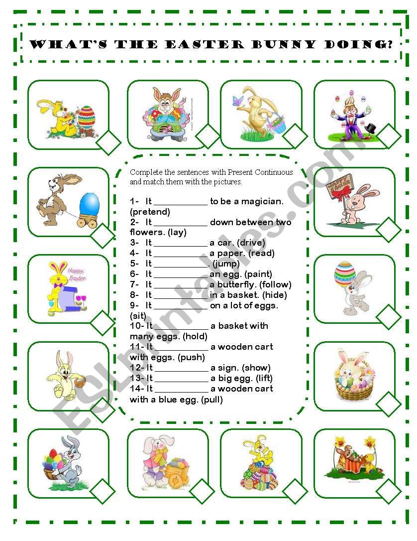 WHAT´S THE EASTER BUNNY DOING? PRESENT CONTINUOUS TENSE WORKSHEET ...