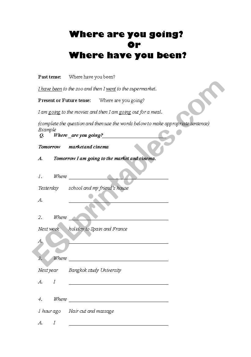 where_are_you_going worksheet