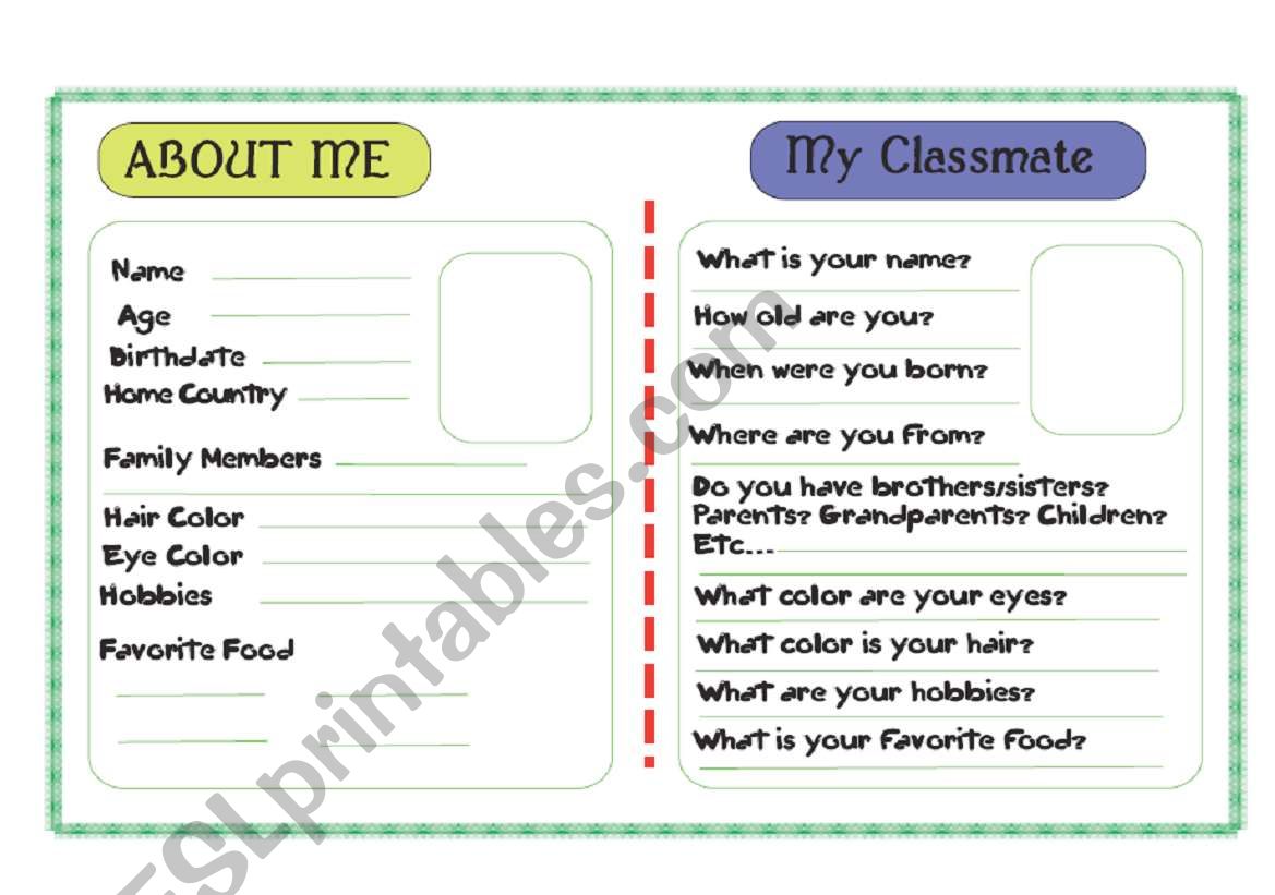 Describe Your Classmate ESL Worksheet By Adri37