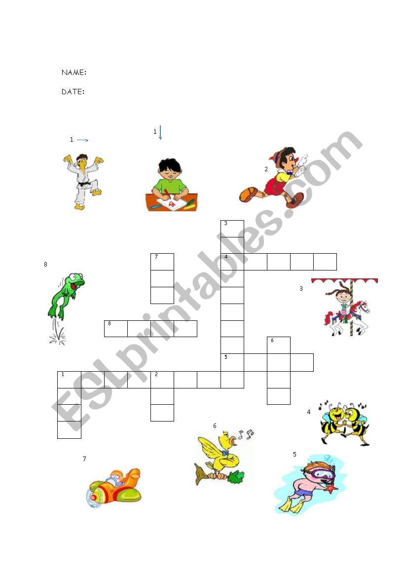 ACTION VERBS- CROSSWORDS worksheet