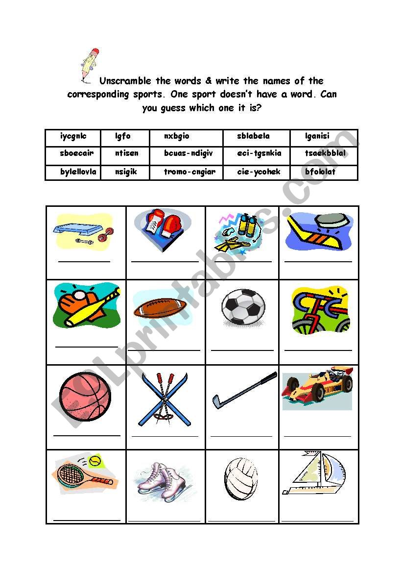 Sports worksheet