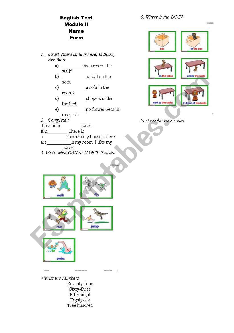 test for 3rd form worksheet