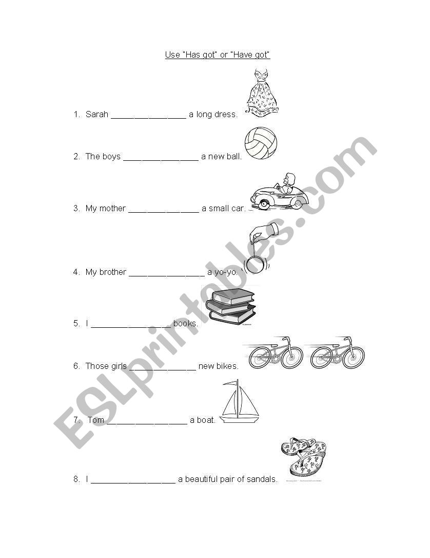 Has- Have got worksheet