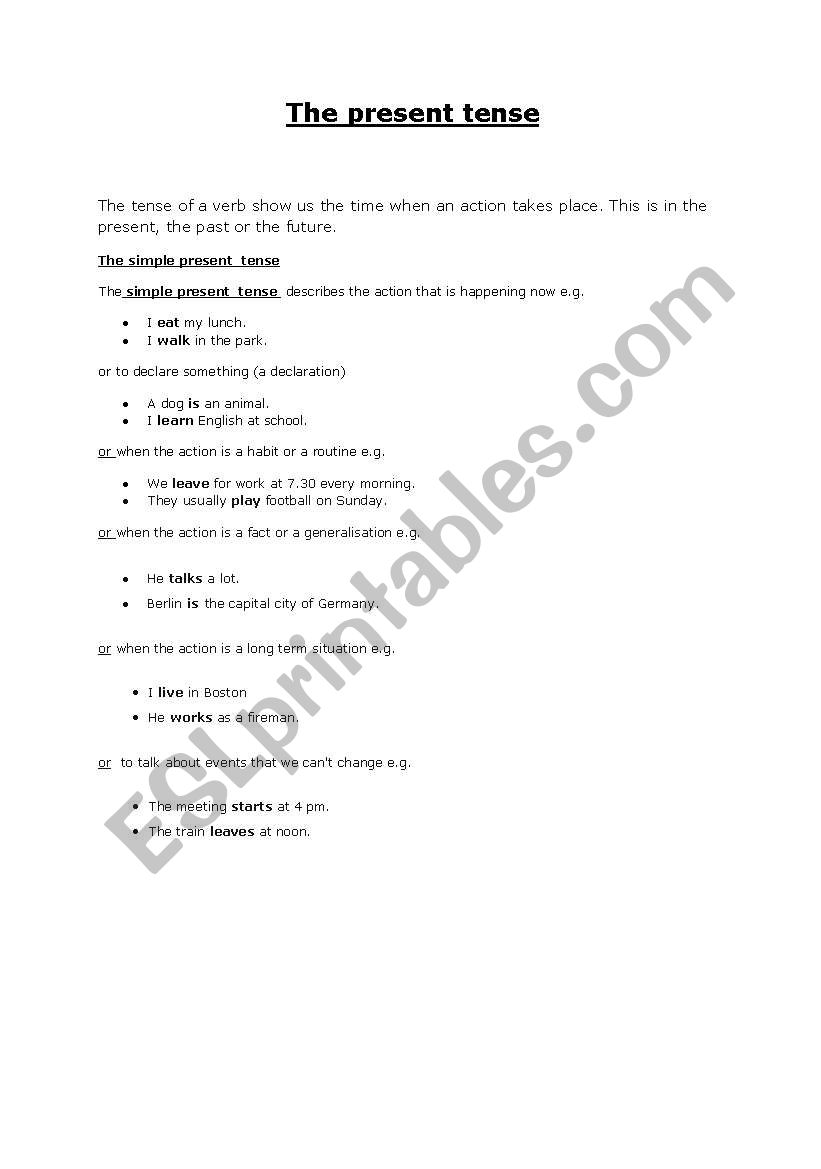 explanation of the simple present and present continuous tense