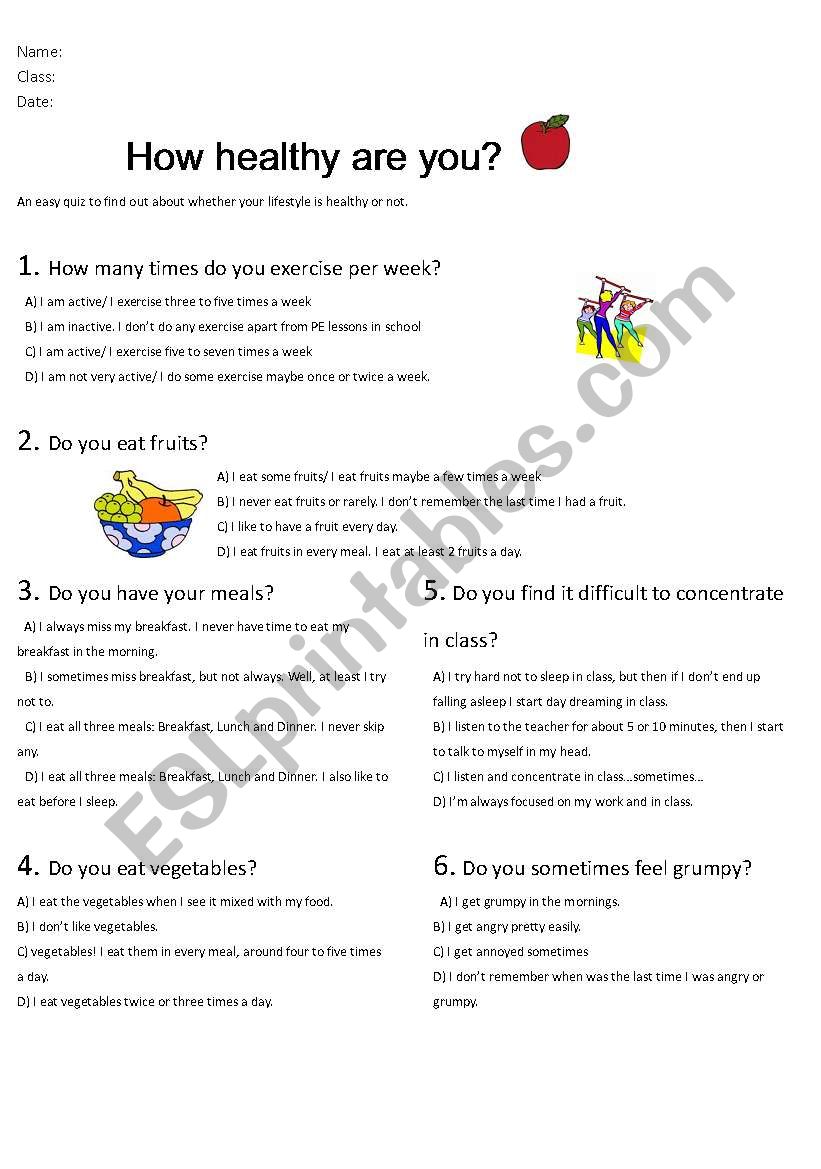 healthy eating quiz for kids printable