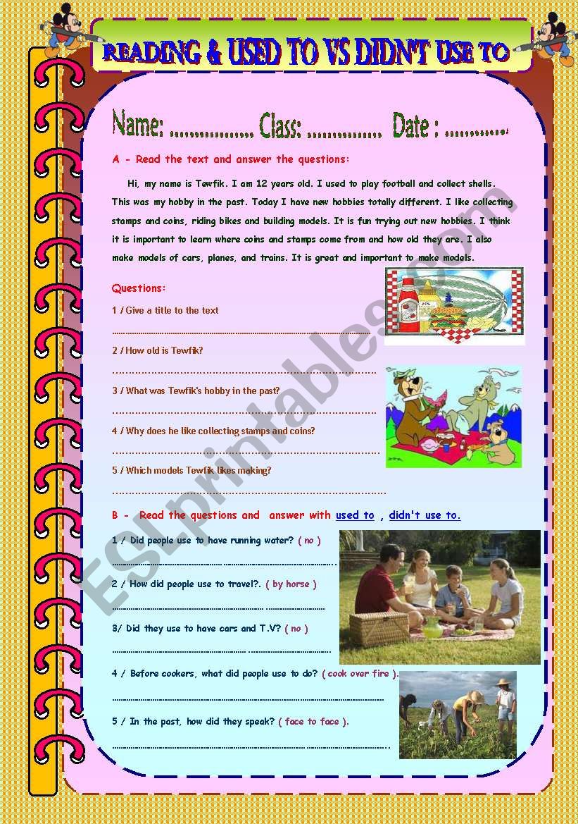 Reading used to vs didn´t use to - ESL worksheet by Mo3tamad