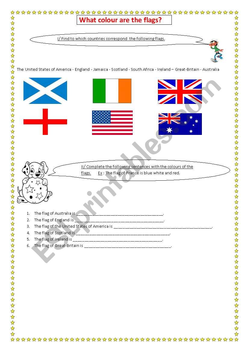 colour of flags worksheet