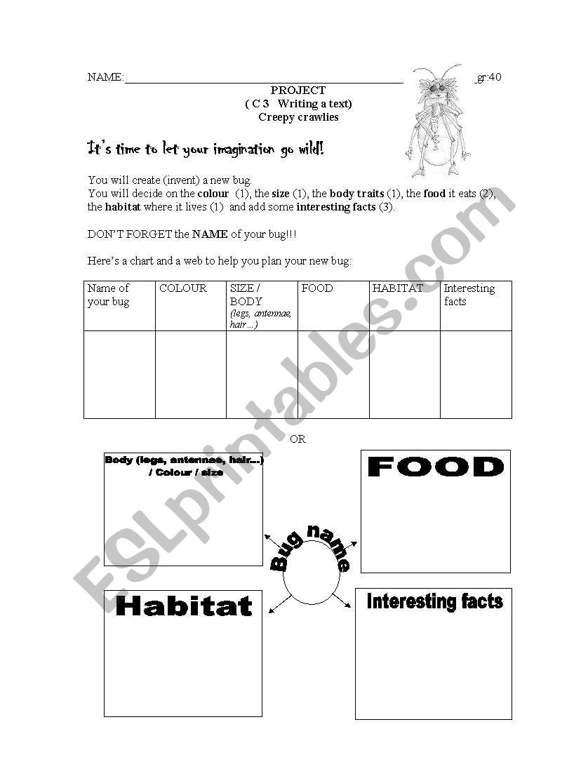 Project:Invent a bug worksheet