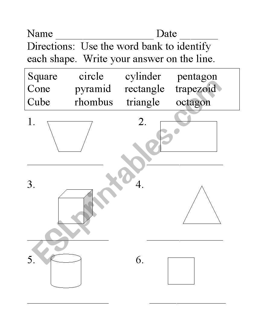 2-D and 3-D Shape Quiz worksheet