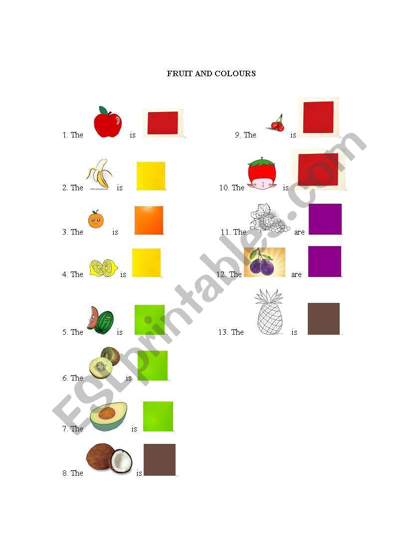 Fruits and Colours worksheet