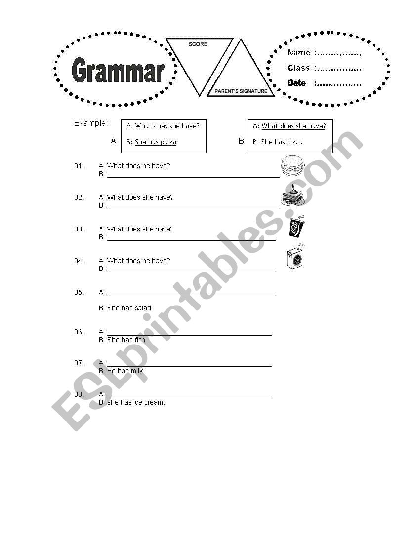 asking about the menu worksheet