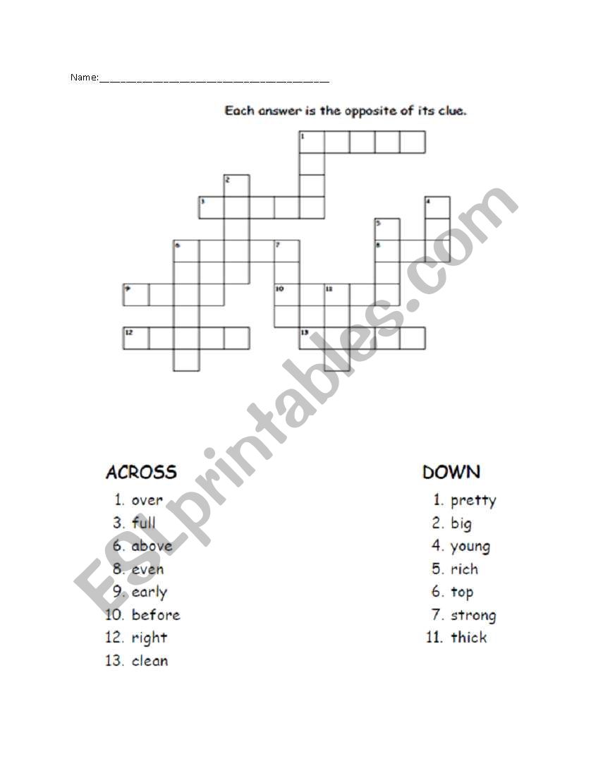 synonym word puzzle worksheet