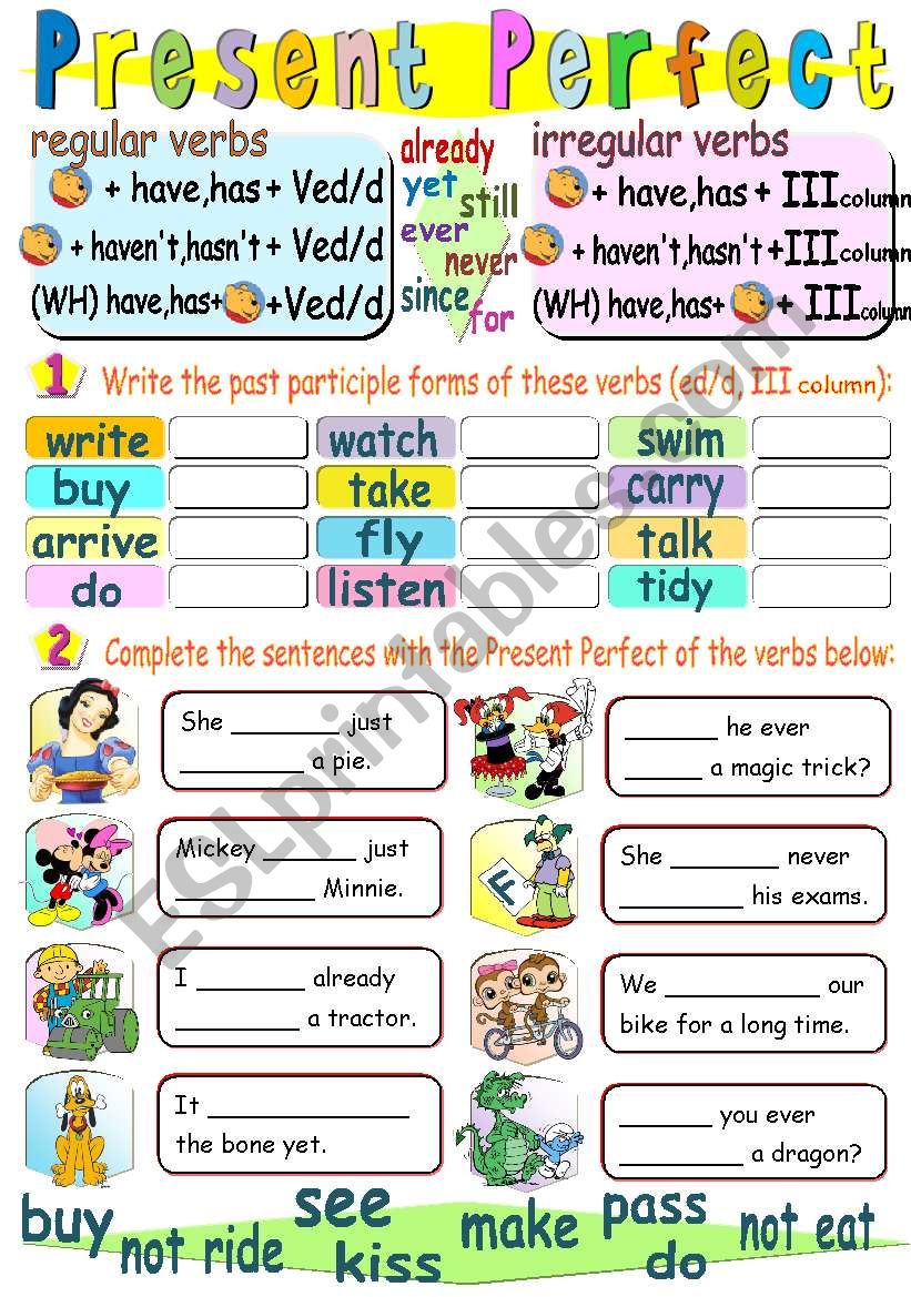 PRESENT PERFECT TENSE ESL Worksheet By Jecika