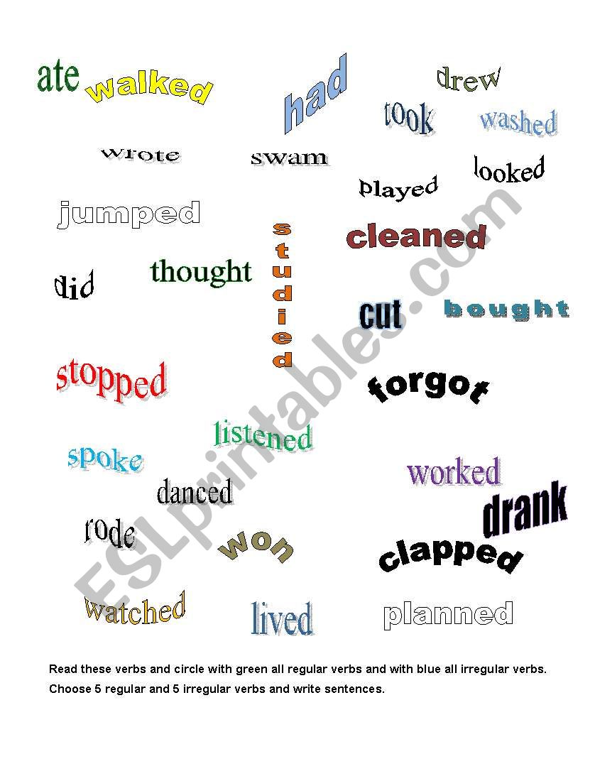 Past verbs worksheet