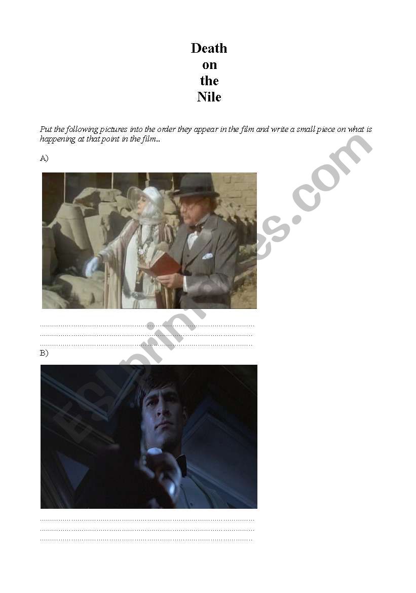 English worksheets: Death on the Nile worksheet