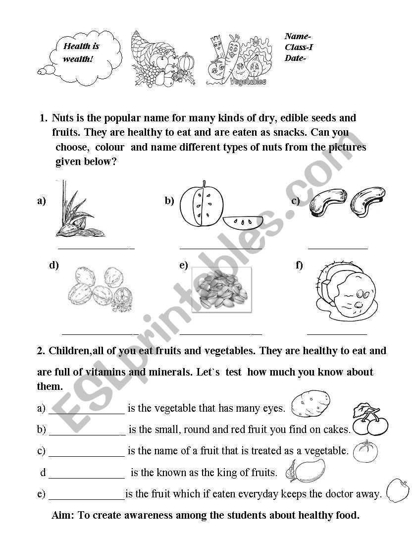 fruits worksheet