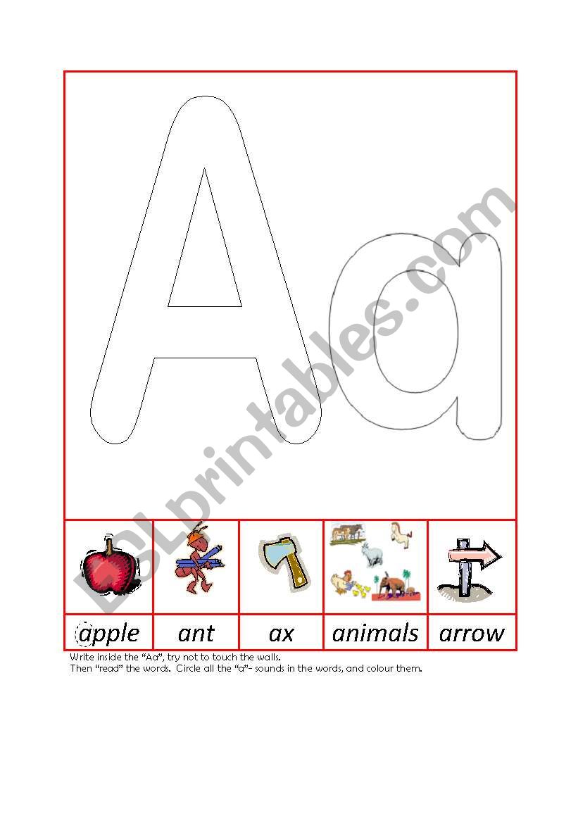 Phonic Recognition Aa worksheet