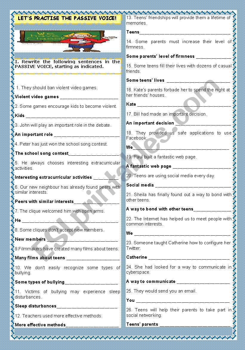 LET´S PRACTISE THE PASSIVE VOICE! - ESL worksheet by teresapr