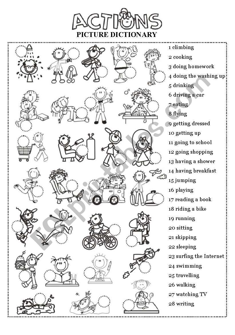 Stick Boy Actions (Audio Dictionary) worksheet