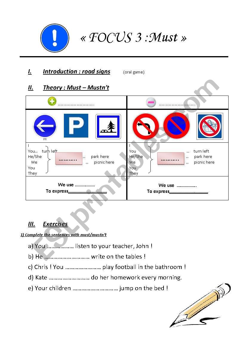 Must mustnt worksheet