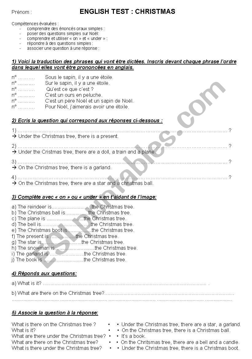 xmas worksheet