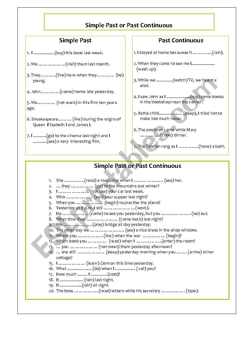 Past Simple or Past Continuous - ESL worksheet by Beatek