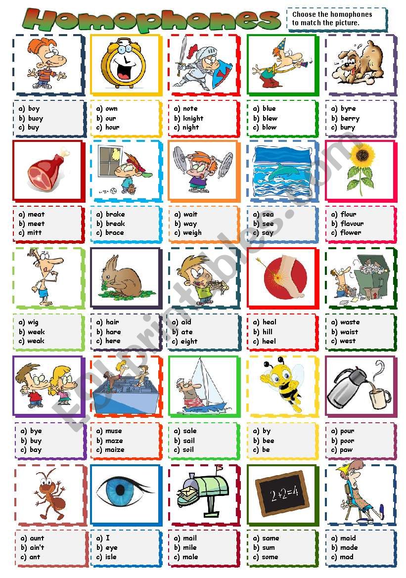  HOMOPHONES multiple choice B W KEY Included ESL worksheet By Mada 1