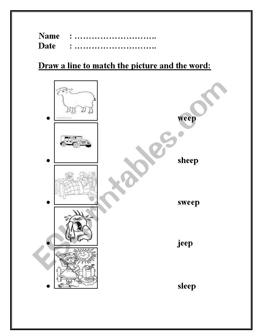 eep word family worksheet