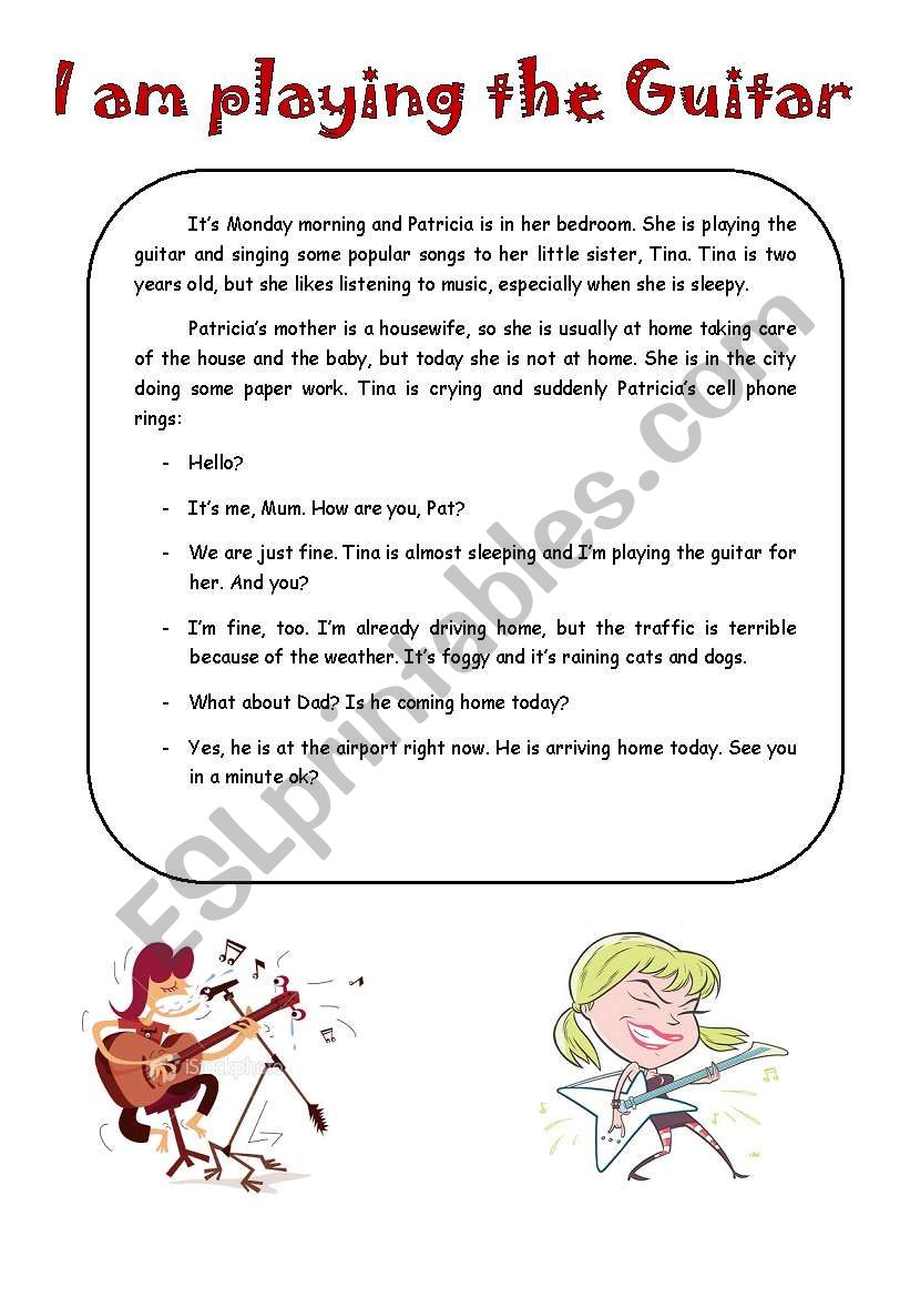 Present continuous reading worksheet