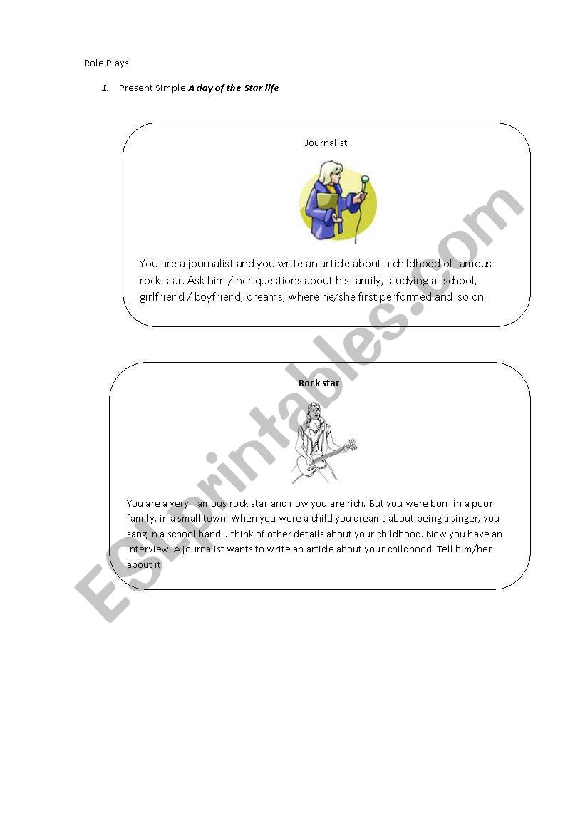 Role play Past Simple worksheet