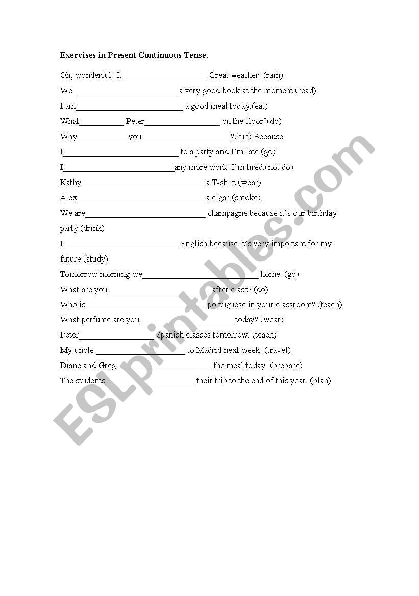 Present Continuous worksheet