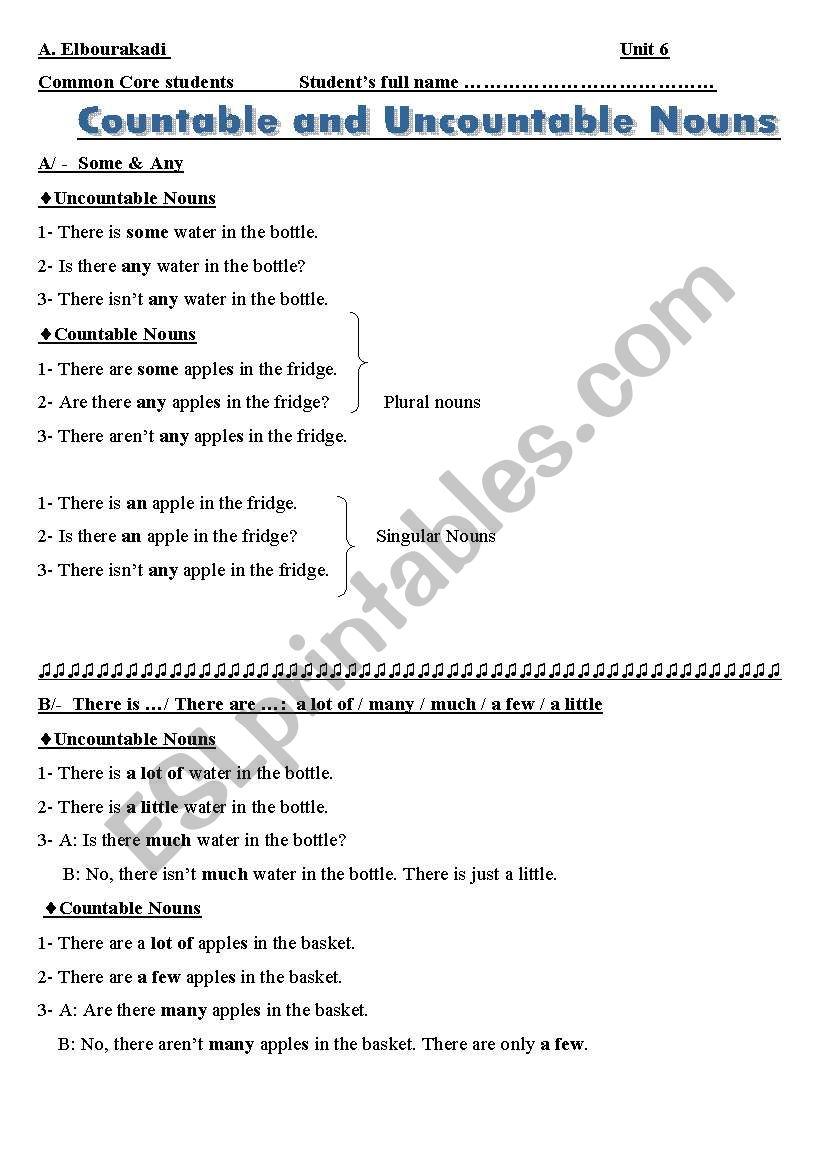 countable and uncountable nous