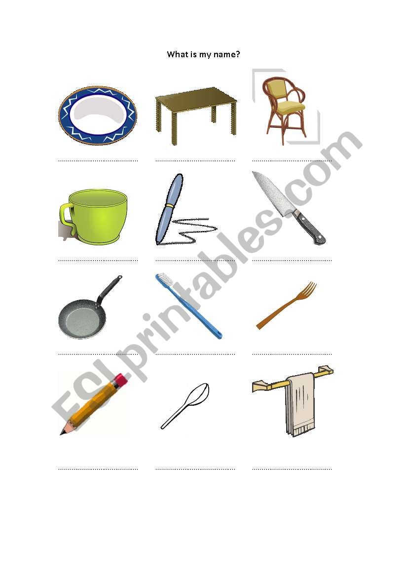 Things used at home worksheet
