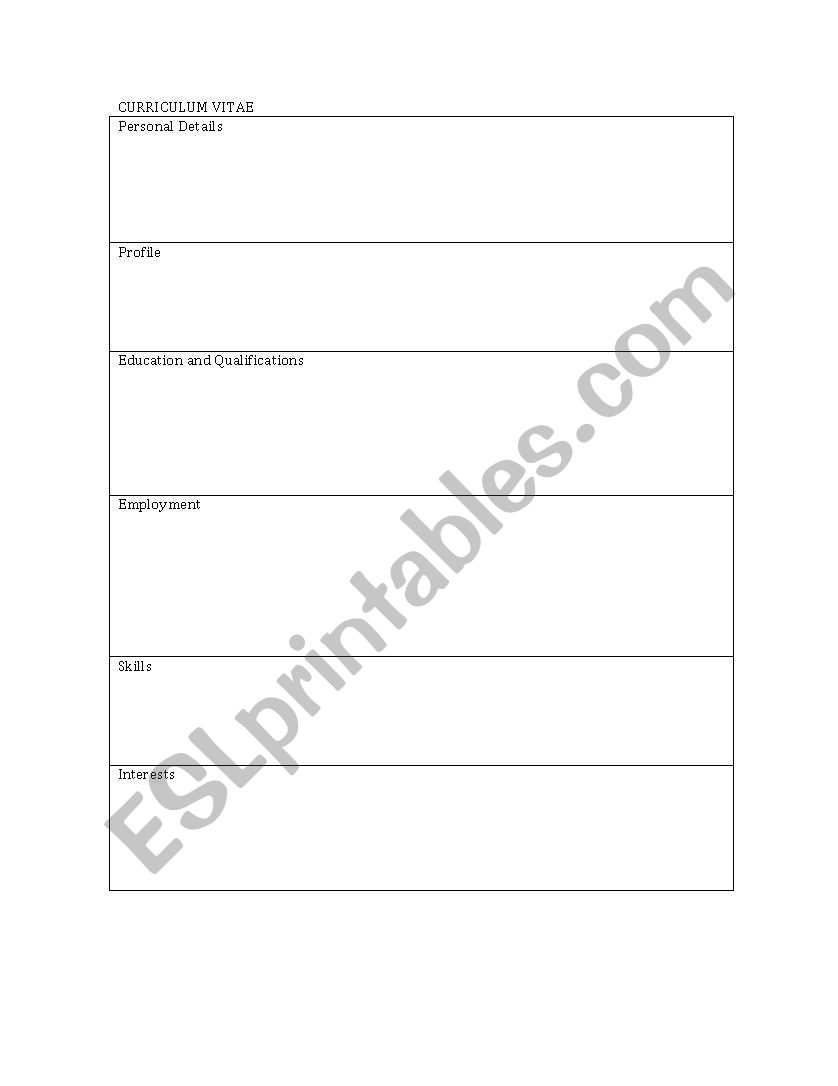 CV and job adverisements worksheet