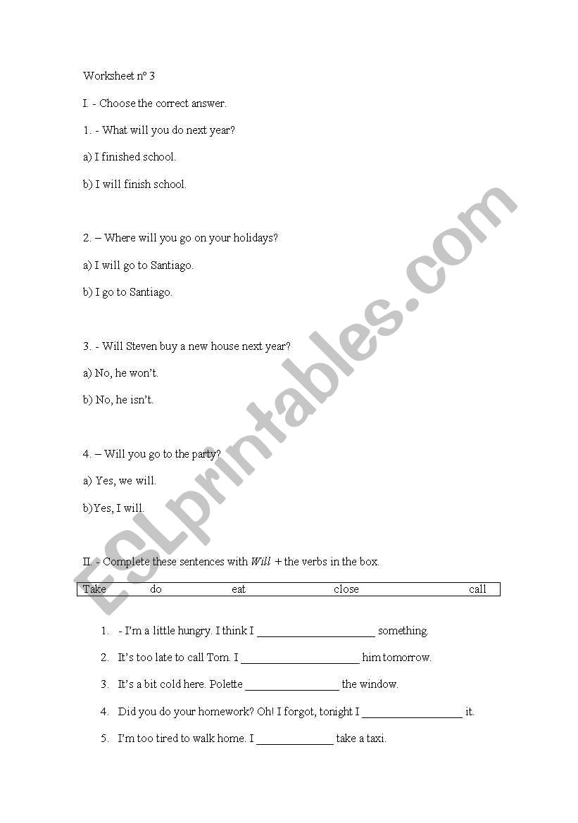 Will worksheet